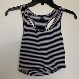 Nollie Black & White Striped Racerback Crop Top Size Medium